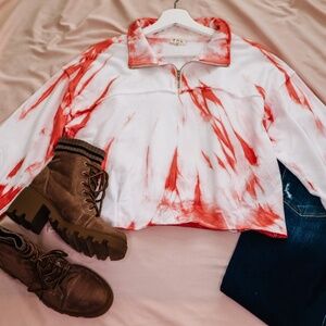 POL Quarter Zip Red and White Pullover